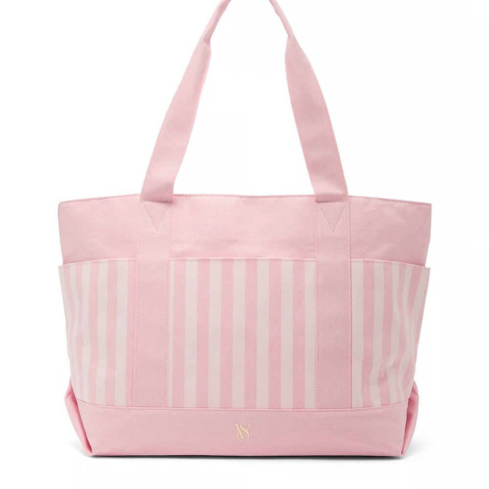 Victoria's Secret Pink Striped Pocket Tote Bag
